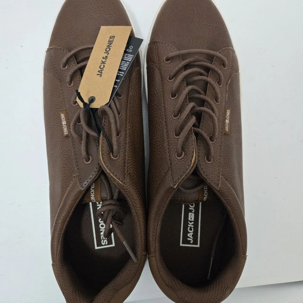 Jack & Jones Men's Brown Faux Leather Sneakers Casual Shoes EU 46 US 13 New
